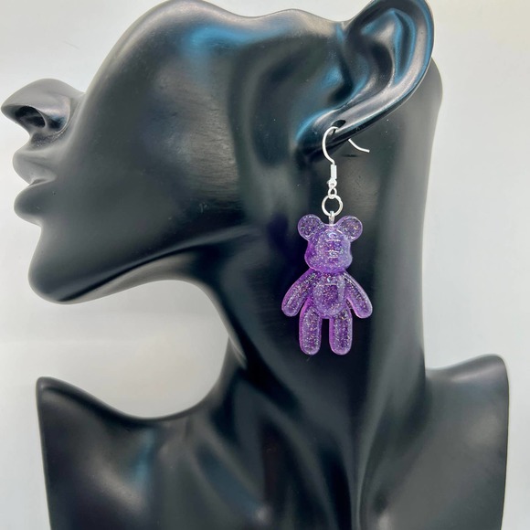 Large Gummy Bear Earrings - Statement Earrings - Novelty Earrings - Teddy Bears - Picture 8 of 10